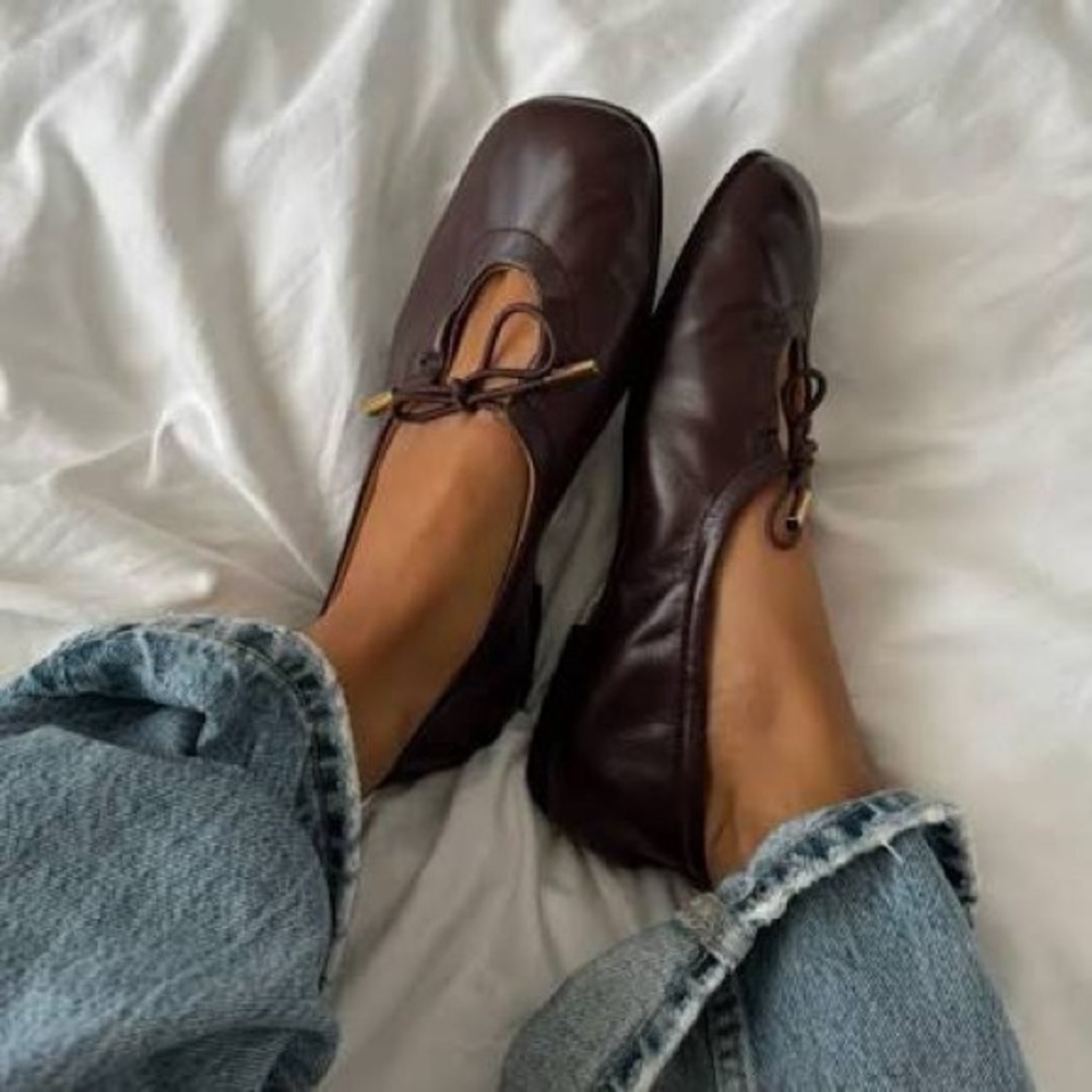 Alohas Brown Leather Ballet Flats